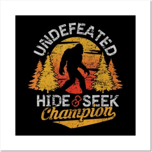 Bigfoot T shirt Undefeated Hide Seek Sasquatch Yeti Gift T shirt Posters and Art